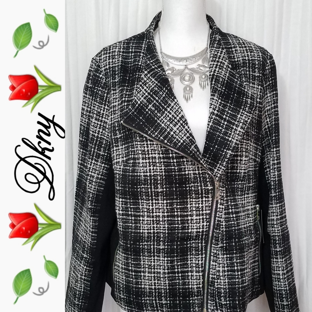 🍃🌷Dkny Plaid Moto Jacket